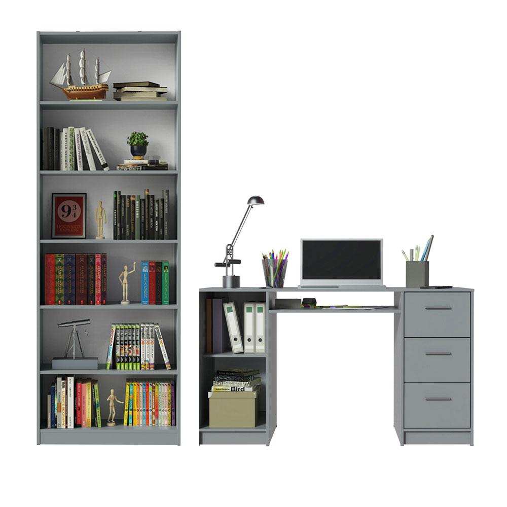 Foto 5 pulgar | Kit Estante Librero Madesa 6908 Y Organizador 9400 Gris
