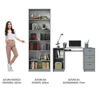 Foto 8 | Kit Estante Librero Madesa 6908 Y Organizador 9400 Gris