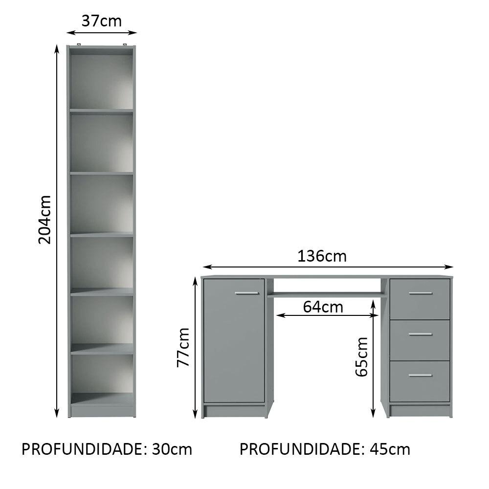 Foto 4 pulgar | Kit Estante Librero Madesa 6906 Y Organizador 9400 Gris
