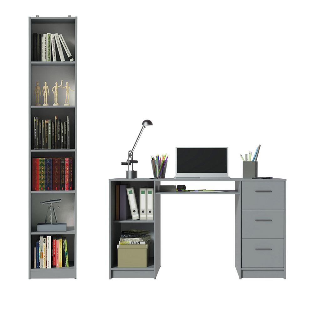 Foto 5 pulgar | Kit Estante Librero Madesa 6906 Y Organizador 9400 Gris