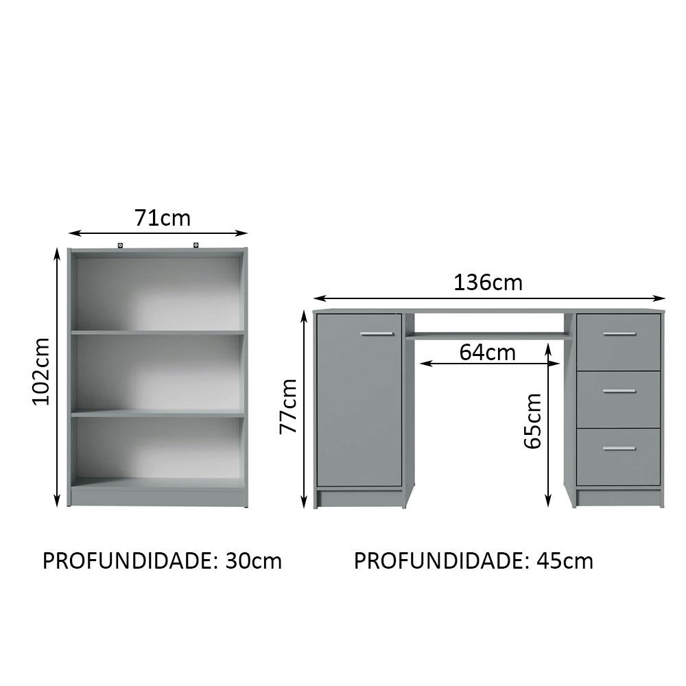 Foto 4 pulgar | Kit Estante Librero Madesa 6907 Y Organizador 9400 Gris