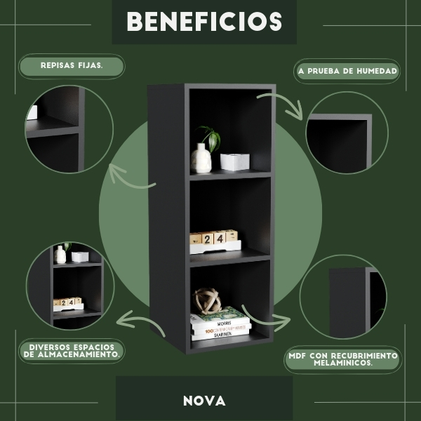 Foto 5 | Librero Nova, Moru,  Negro