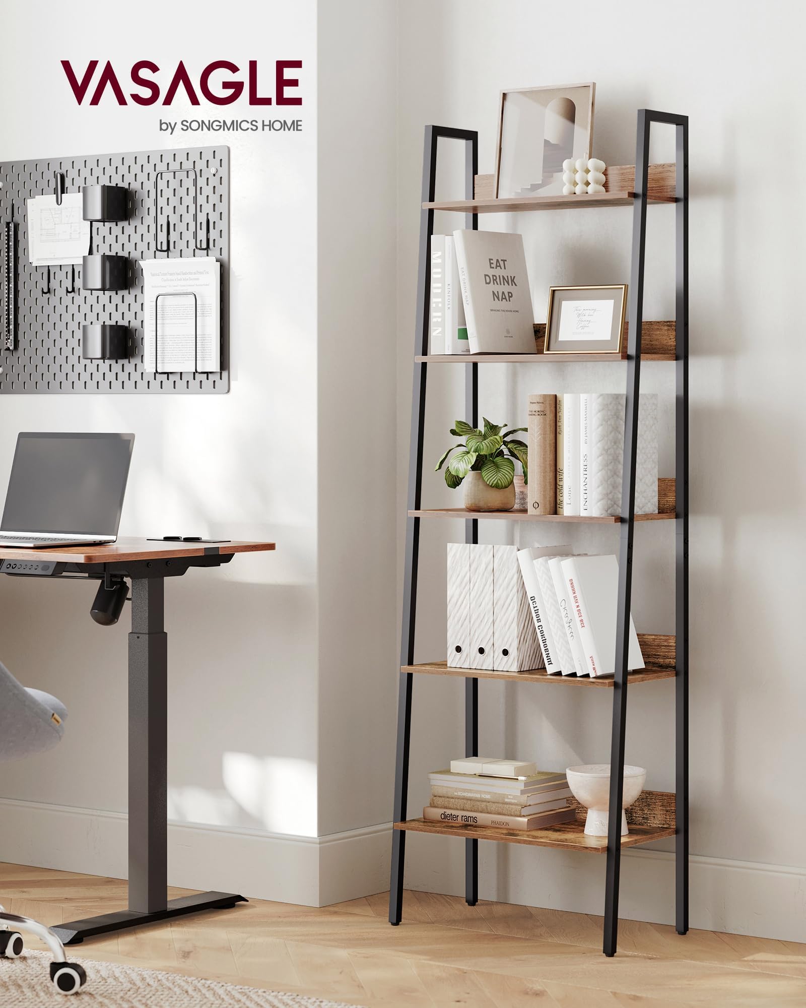 Foto 2 | Librería Estrecha Bookshelf Vasagle De 5 Niveles Para Oficina En Casa