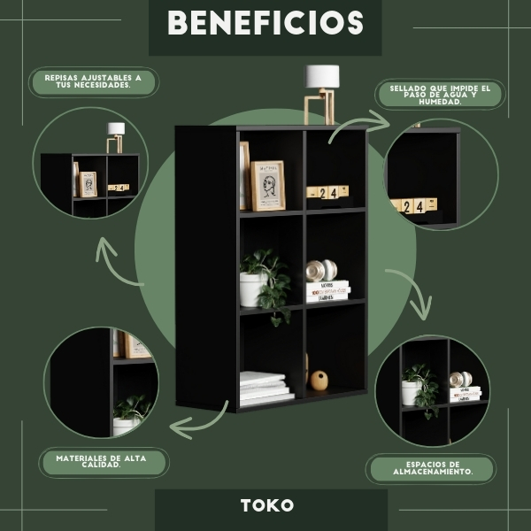Foto 5 | Librero Toko, Moru, Negro