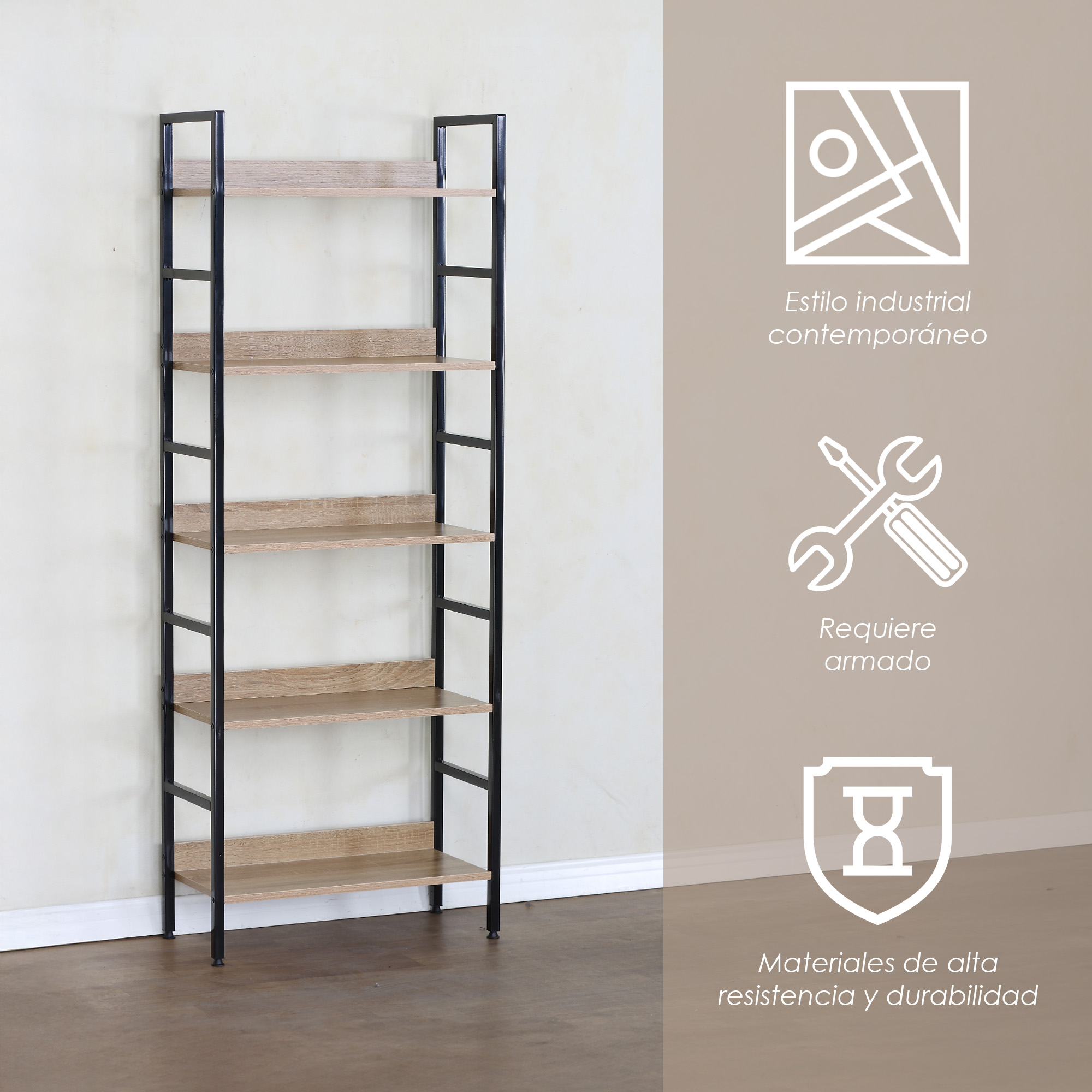 Foto 4 pulgar | Ilios Innova | Librero Organizador 5 Estantes Con Estructura Metálica
