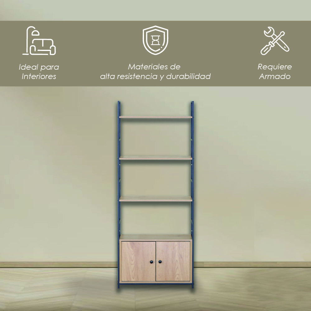 Foto 4 pulgar | Librero Organizador Ilios Innova 4 Repisas Puerta y Estructura Metálica
