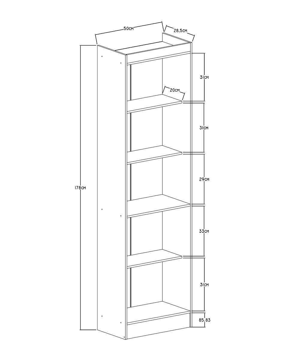 Foto 4 | Librero Skal Estante Decorativo 5 Repisas Blanco