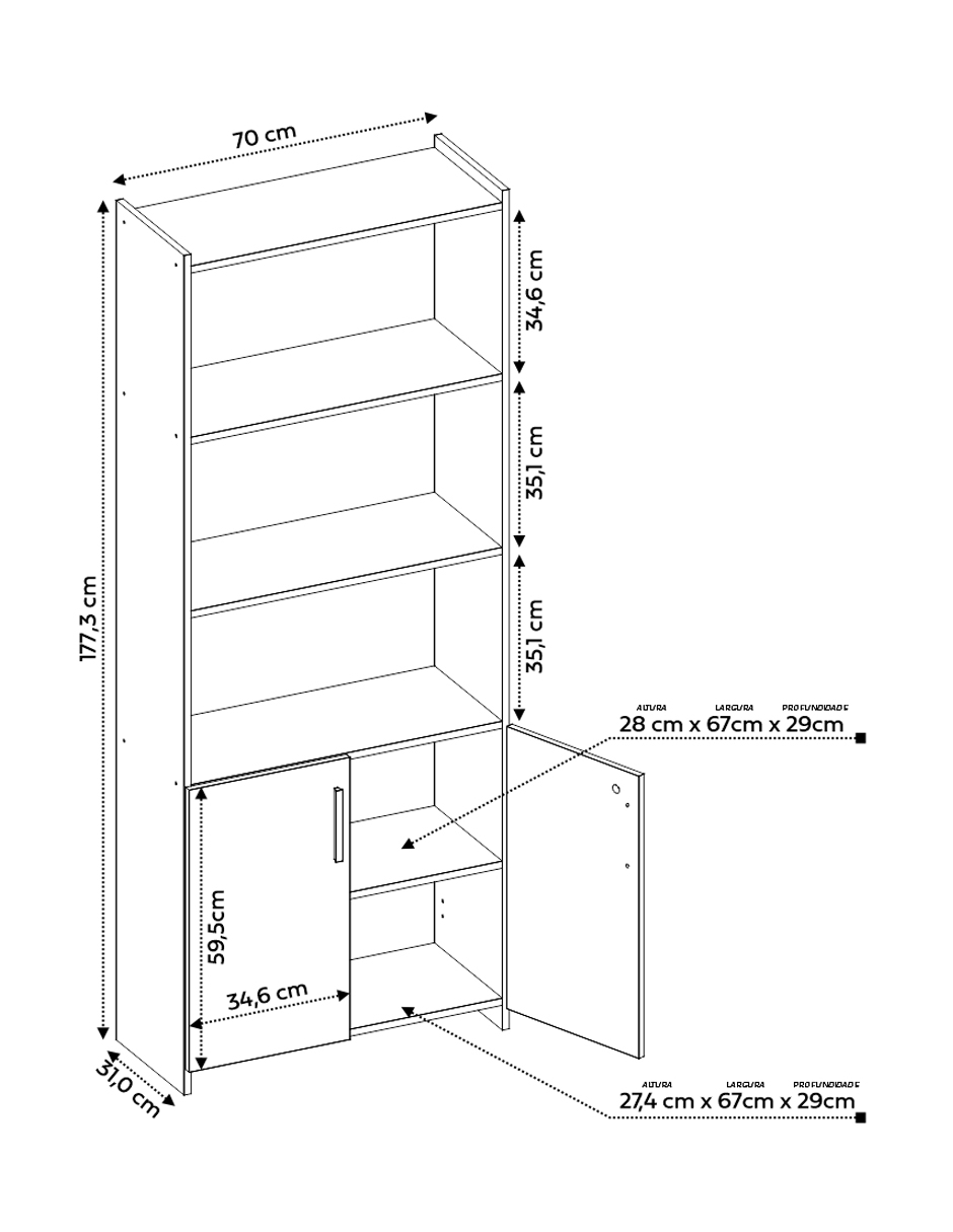 Foto 4 | Librero Skal Living 5 Repisas con Puertas