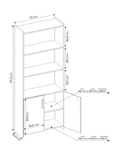 Foto 4 | Librero Skal Living 5 Repisas con Puertas