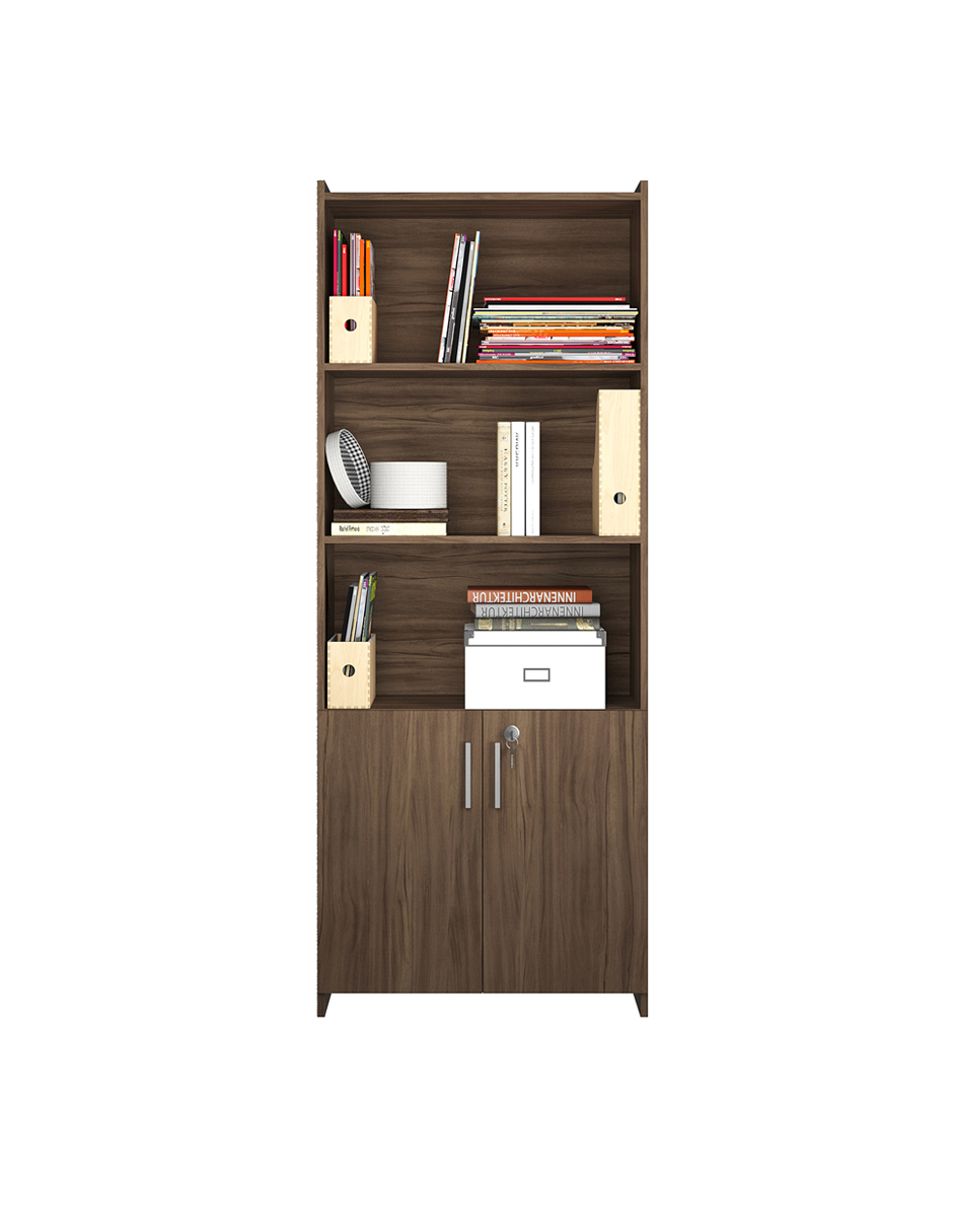 Foto 4 pulgar | Librero Skal Living Marrón 5 Repisas con Puertas