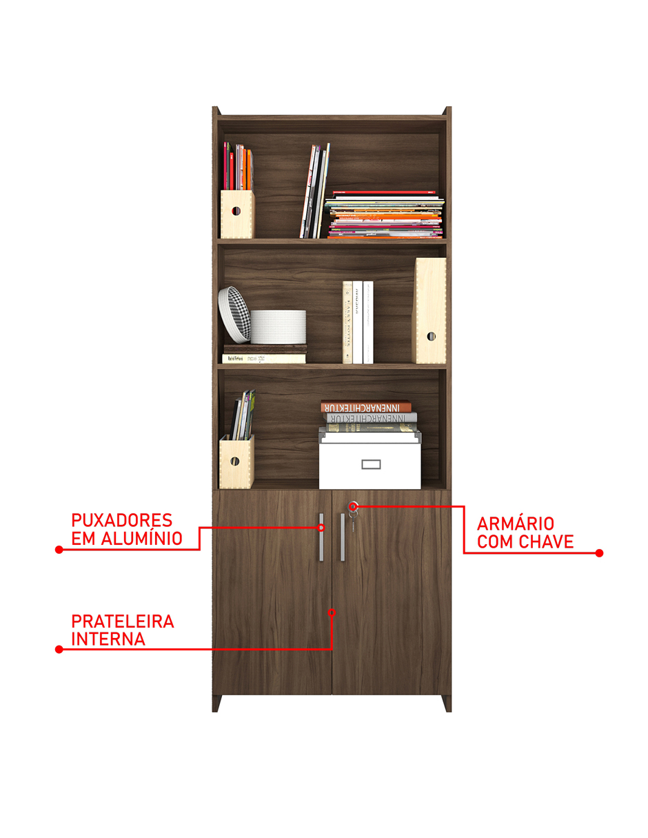 Foto 4 | Librero Skal Living Marrón 5 Repisas con Puertas