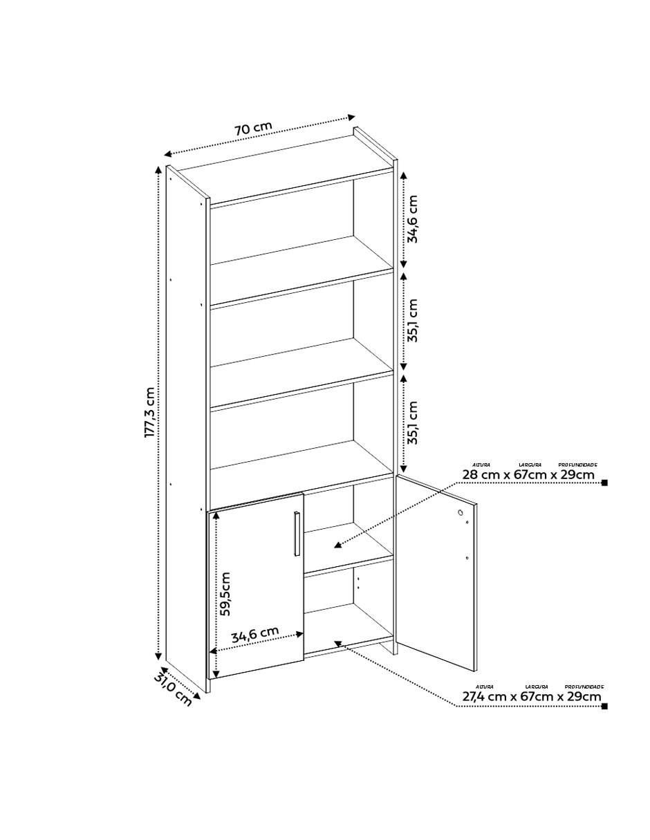 Foto 7 | Librero Skal Living Marrón 5 Repisas con Puertas