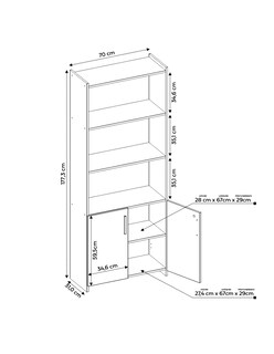 Foto 7 | Librero Skal Living Marrón 5 Repisas con Puertas