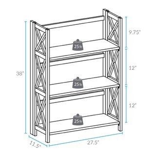 Foto 4 | Librería Casual Home Montego Con 3 Estantes, Blanca, 70 Cm De Ancho - Venta Internacional.