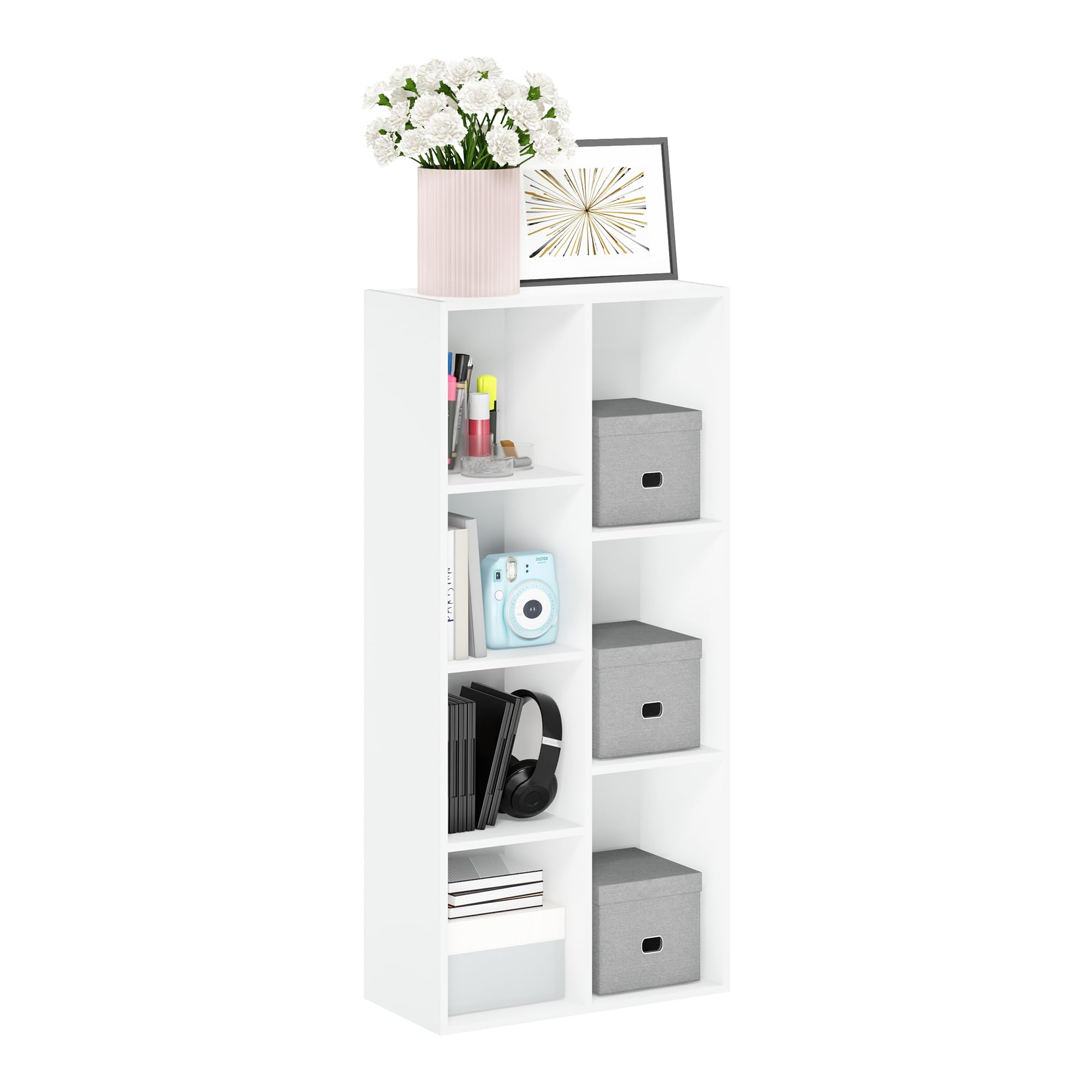 Foto 4 | Librero Furinno Luder con Almacenamiento de 7 Cubos Blanco - Venta Internacional