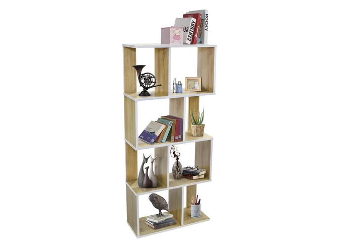 Elegante Librero Xtellar Top Living, Diseño Minimalista Moderno, Organizador Multiusos En Madera Y Blanco, Ideal