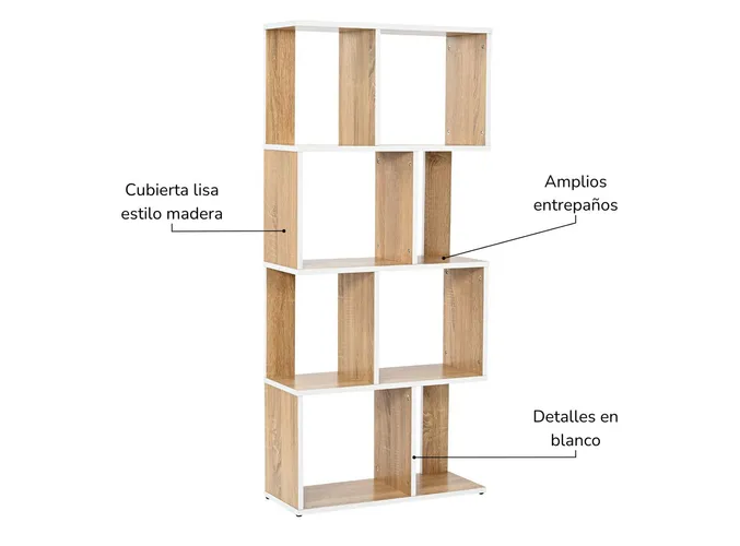Foto 5 pulgar | Elegante Librero Xtellar Top Living, Diseño Minimalista Moderno, Organizador Multiusos En Madera Y Blanco, Ideal