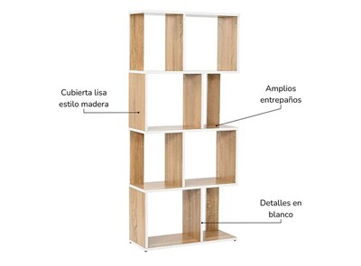 Foto 4 | Elegante Librero Xtellar Top Living, Diseño Minimalista Moderno, Organizador Multiusos En Madera Y Blanco, Ideal