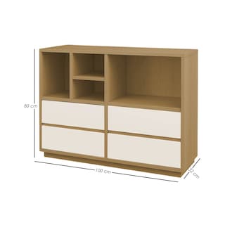 Foto 2 | Ilios Innova | Librero Minimalista Para Sala, Recámara U Oficina, Estante Organizador De Madera Color Maple Con Cajones