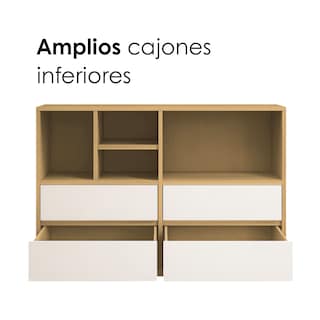 Foto 8 | Ilios Innova | Librero Minimalista Para Sala, Recámara U Oficina, Estante Organizador De Madera Color Maple Con Cajones