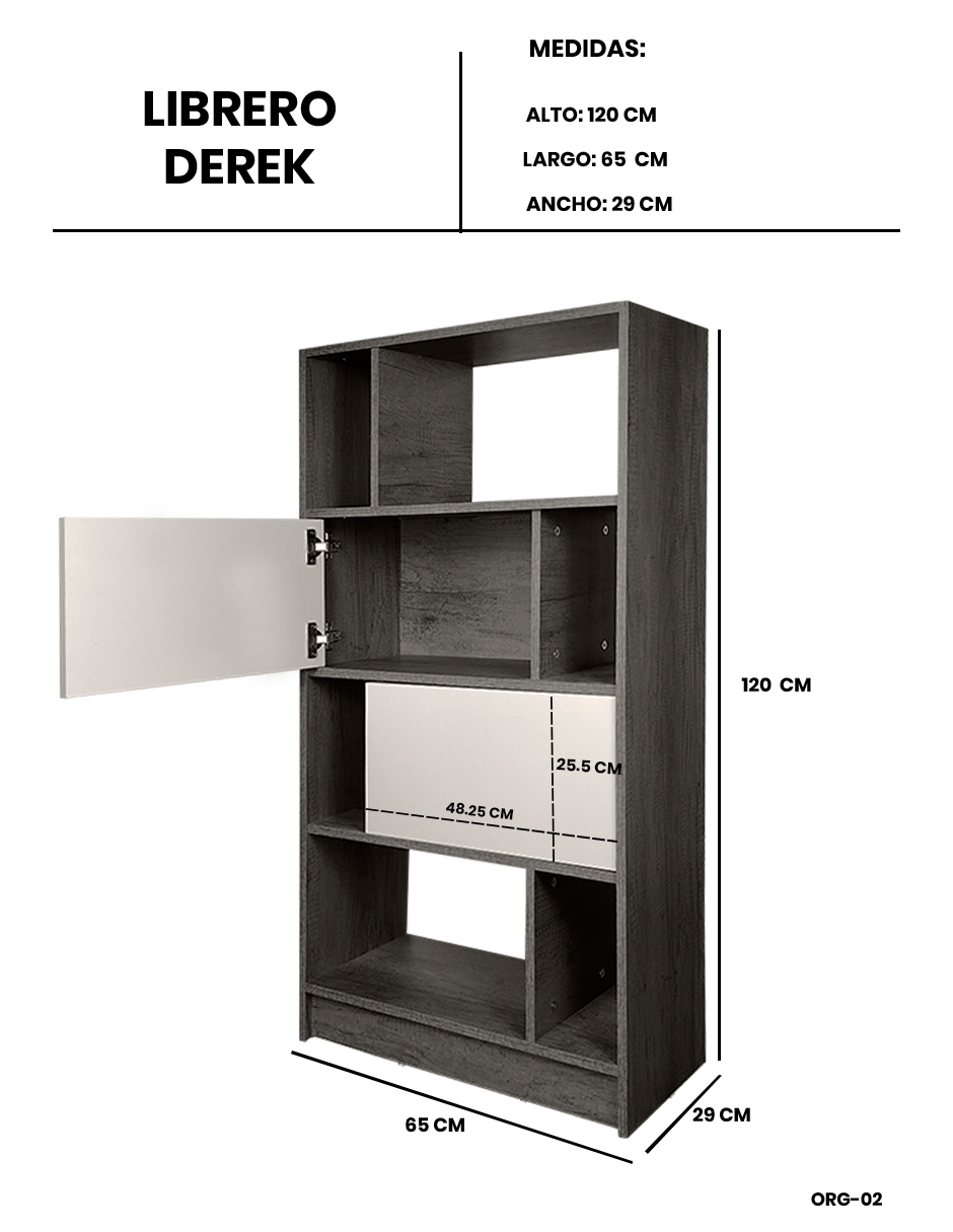 Foto 5 pulgar | Librero Organizador Con Puertas Modelo: Derek