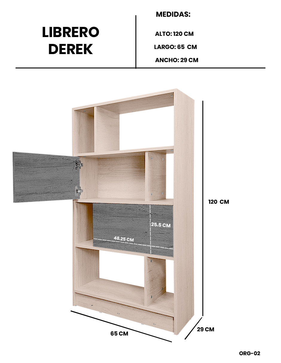 Foto 5 pulgar | Librero Organizador Con Puertas Modelo: Derek