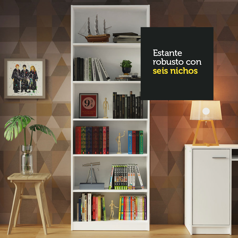 Foto 7 pulgar | Estante Librero Organizador Madesa 6908 Con 6 Nichos Blanco 1