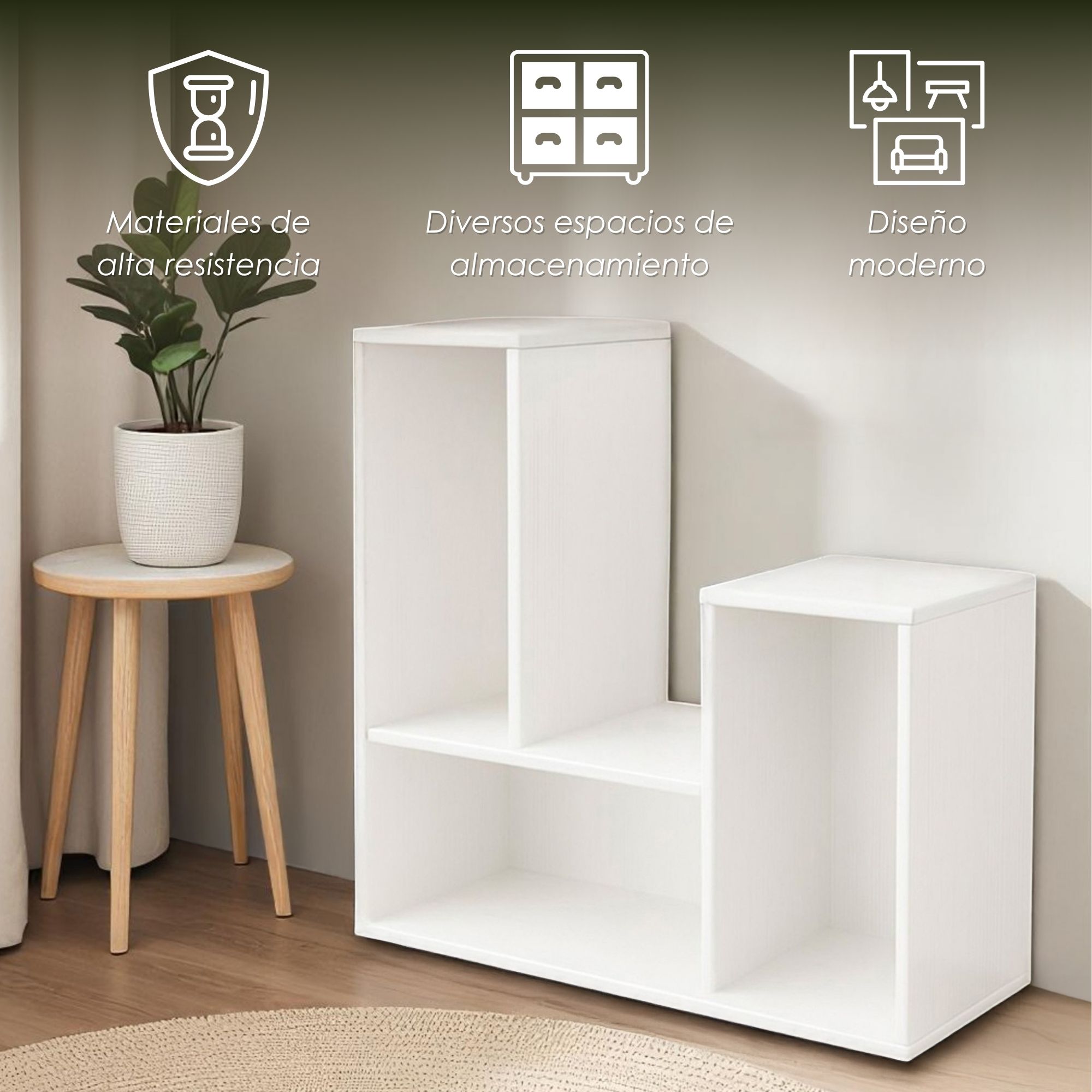 Foto 4 pulgar | Ilios Innova | Librero Modular De 3 Cubos De Mdf Con Diseño Moderno Reconfigurable