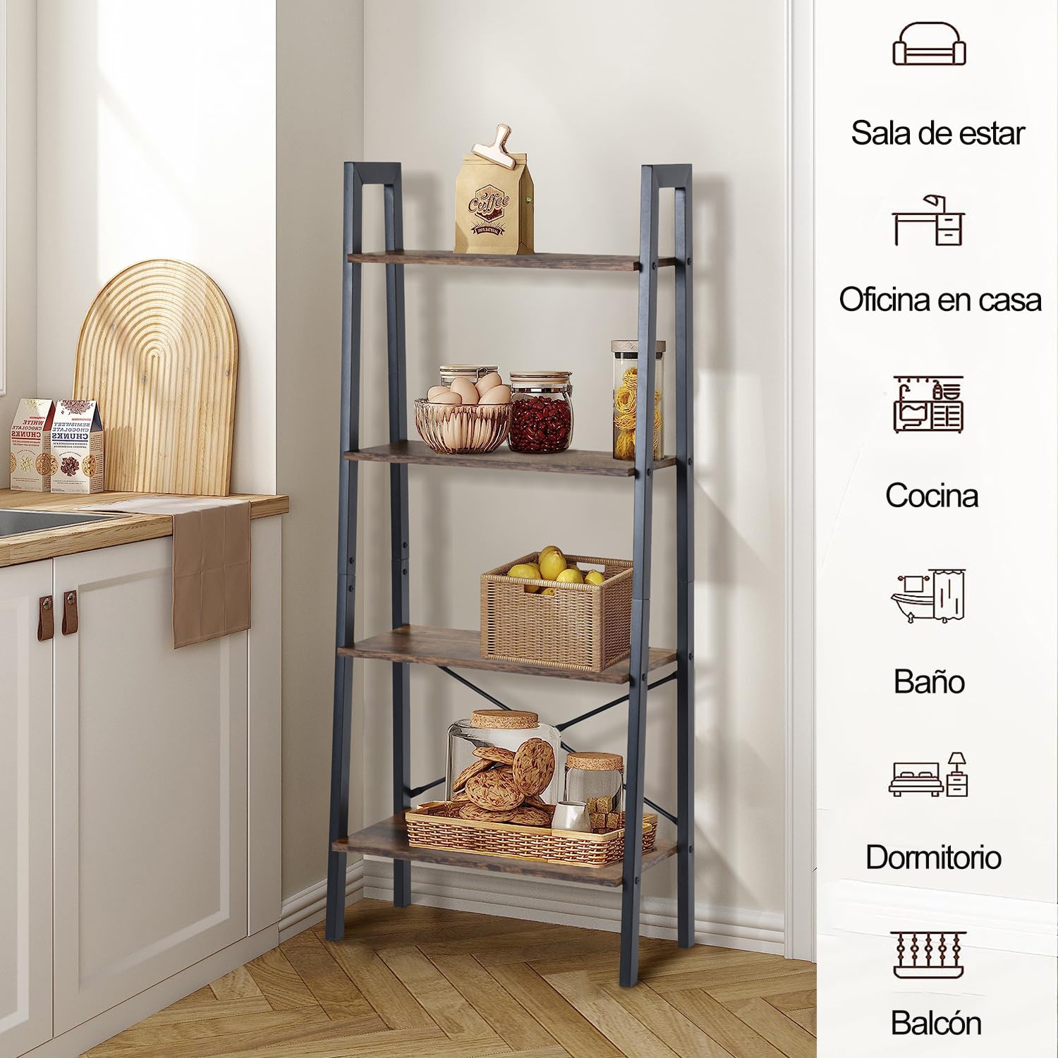 Foto 6 | Librería Furniturer Dasan Marrón 56 X 34 X 137.5 Cm