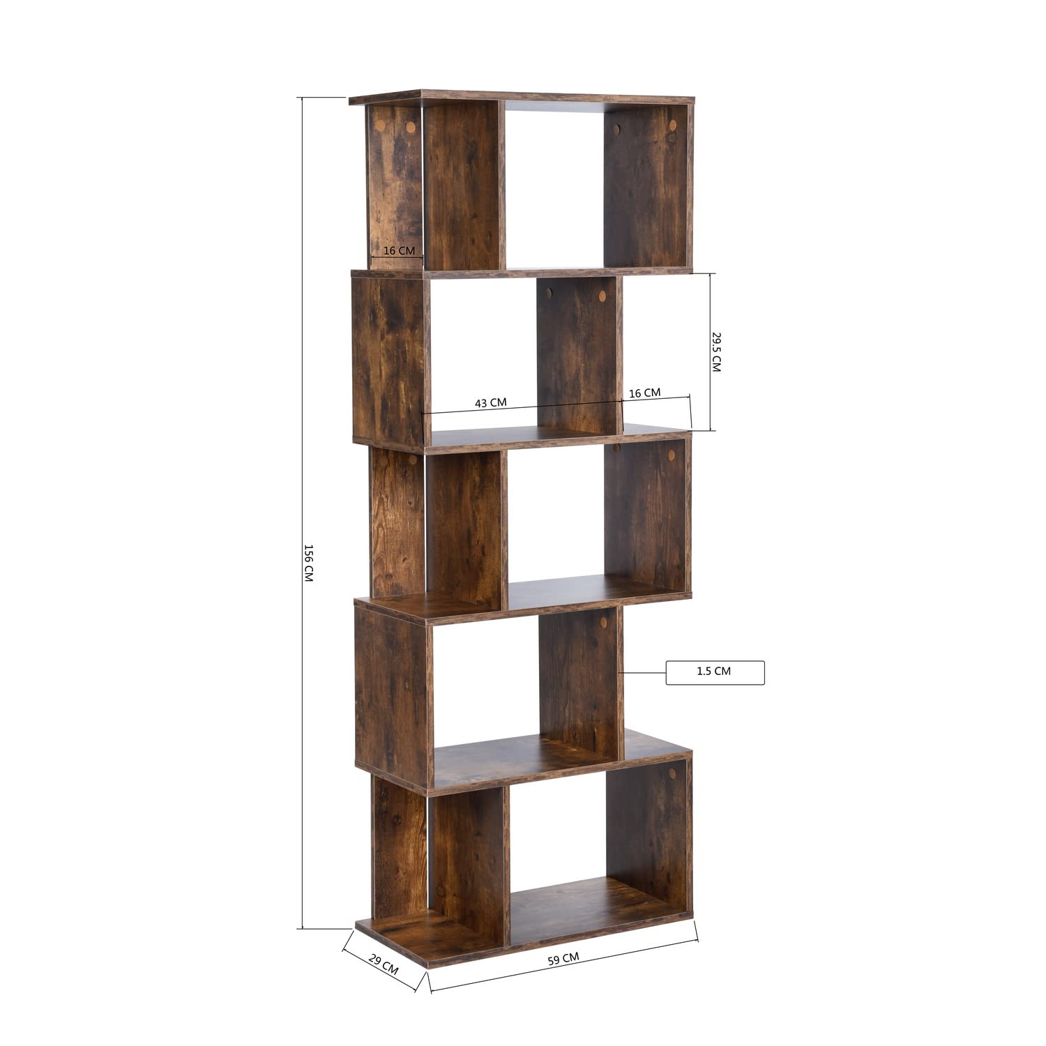 Foto 4 pulgar | Librería Furniturer Concord Marrón 59 X 29 X 156 Cm