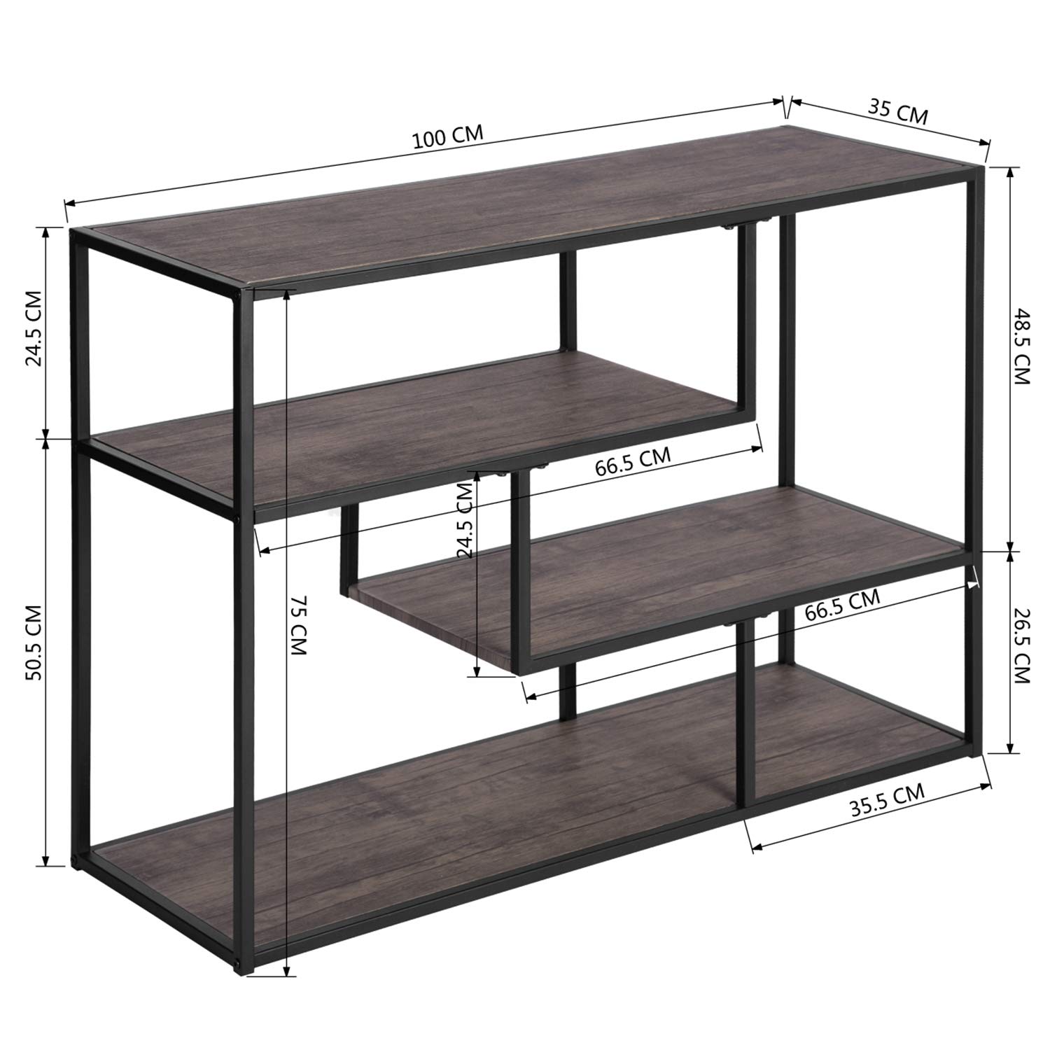 Foto 3 | Librería Furniturer Metacritic Marrón 100 X 35 X 75 Cm