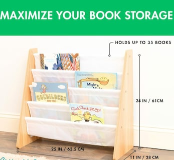 Foto 3 | Xtellar Estante De Almacenamiento Para Libros Infantiles Diseño Compacto Natural Y Blanco