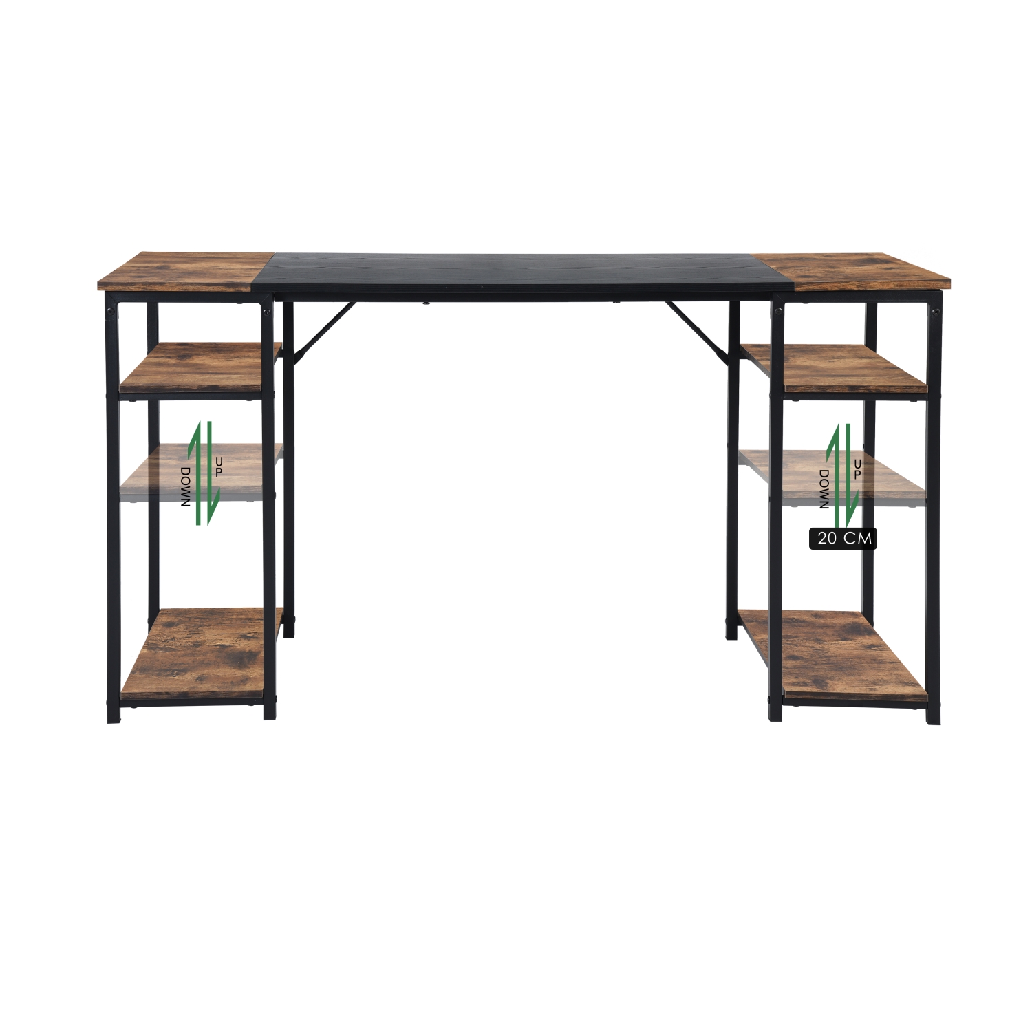 Escritorio Home Make Dembe Shelves Plus 120 cm Black Brown Negro y Marrón