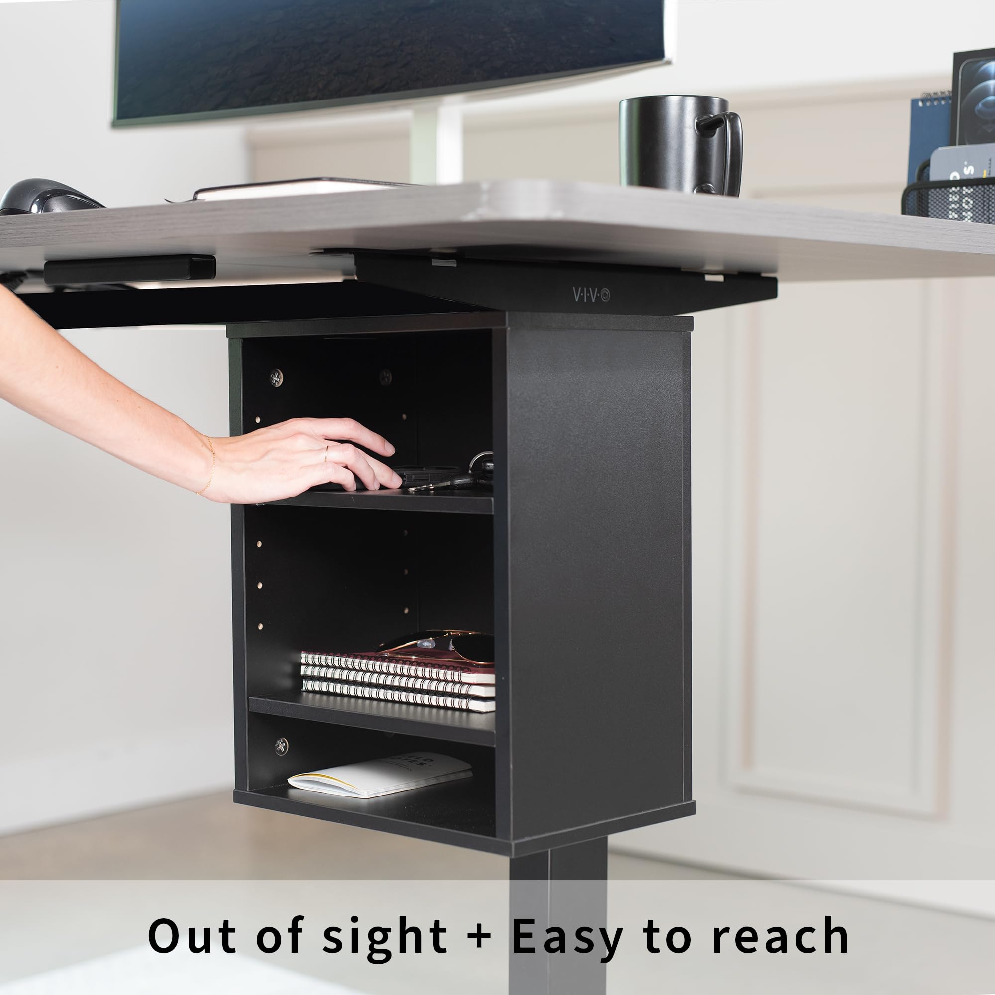 Foto 7 pulgar | Estantería Vivo Desk-shelf3cl Con Abrazadera Para Debajo Del Escritorio, Color Negro - Venta Internacional.