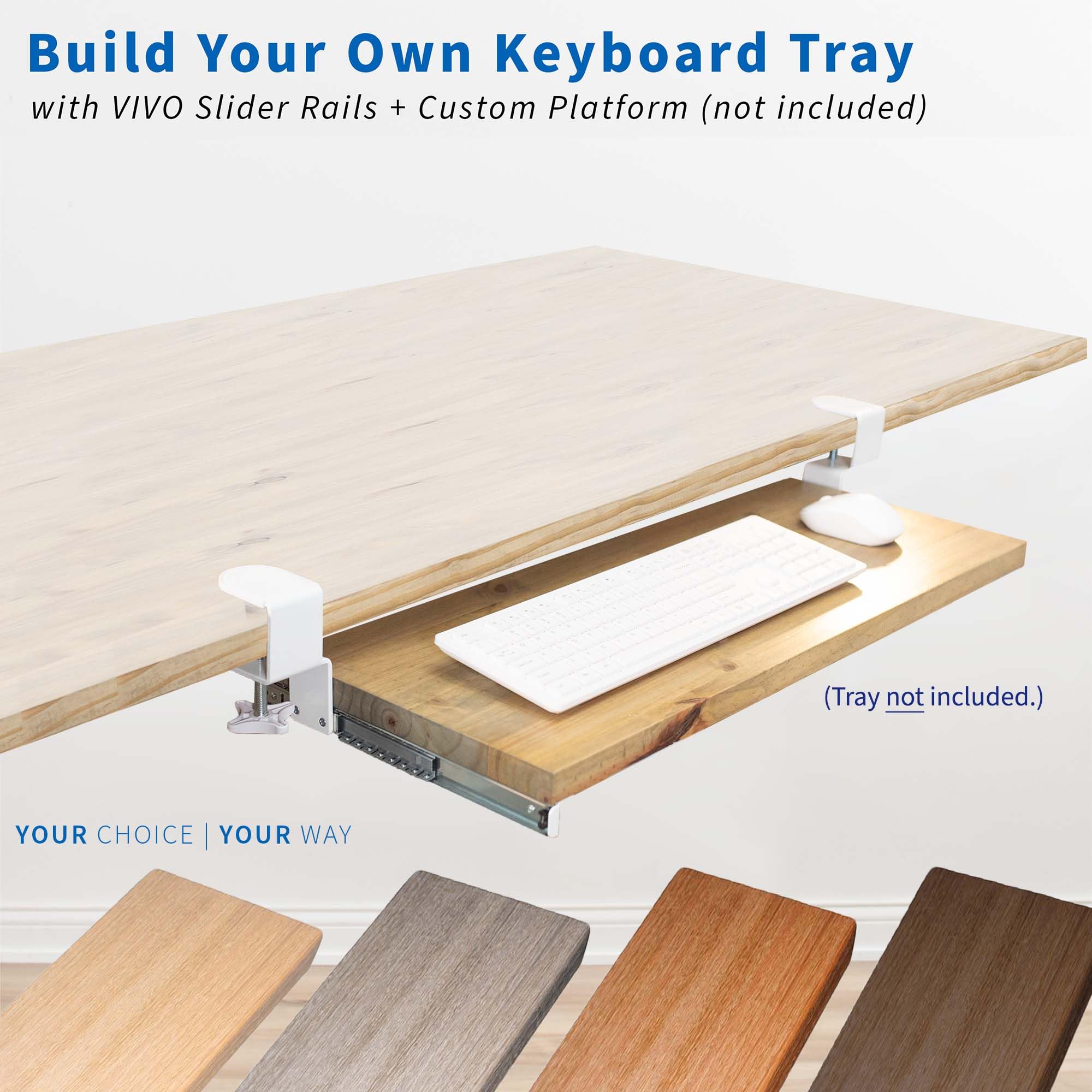 Foto 3 pulgar | Juego De Abrazaderas Y Rieles Para Bandejas De Teclado De Madera Personalizadas - Venta Internacional.