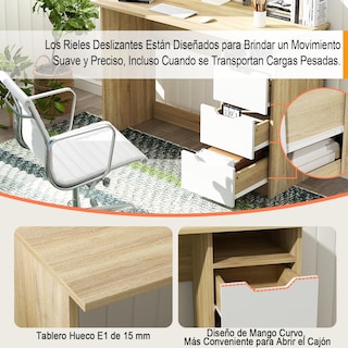 Foto 5 | Escritorio Furniturer Baal Blanco 110 X 50 X 75 Cm