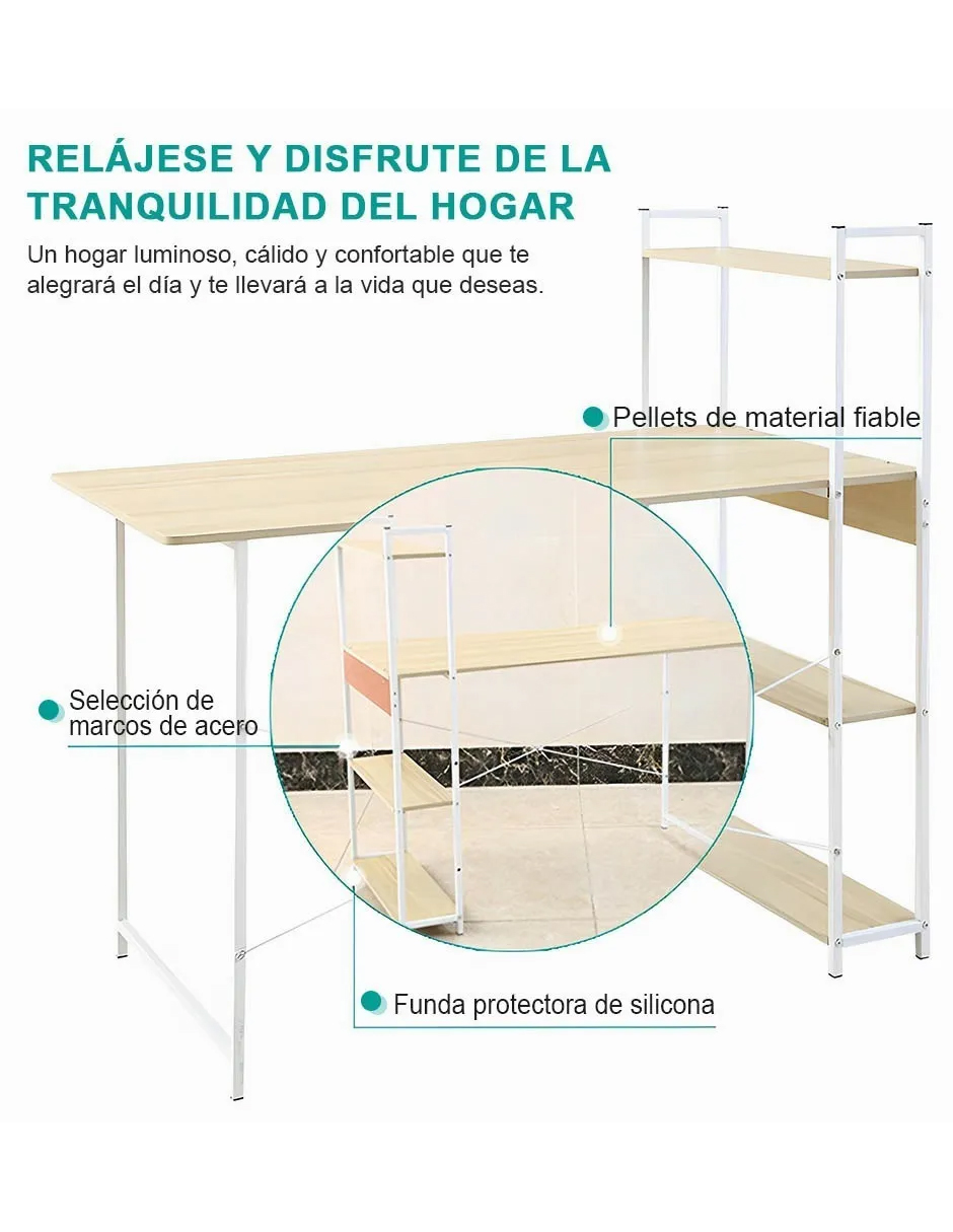 Foto 6 pulgar | Mesa Para Computadora Oficina Minimalista Escritorio Color Beige