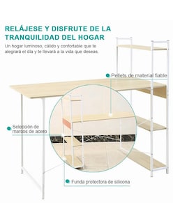 Foto 5 | Mesa Para Computadora Oficina Minimalista Escritorio Color Beige
