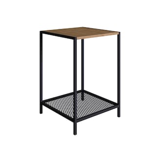Foto 2 | Mesa Lateral Color Negro Y Madera Con 1 Entrepaño Y Estructura Metálica De Acero Mdp