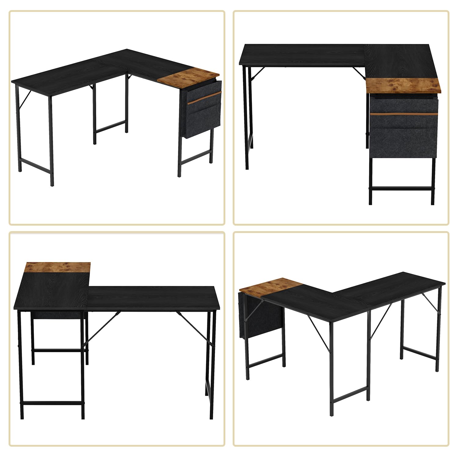 Foto 7 | Escritorio En L Furniturer Isoud Negro 124 X 100 X 74 Cm