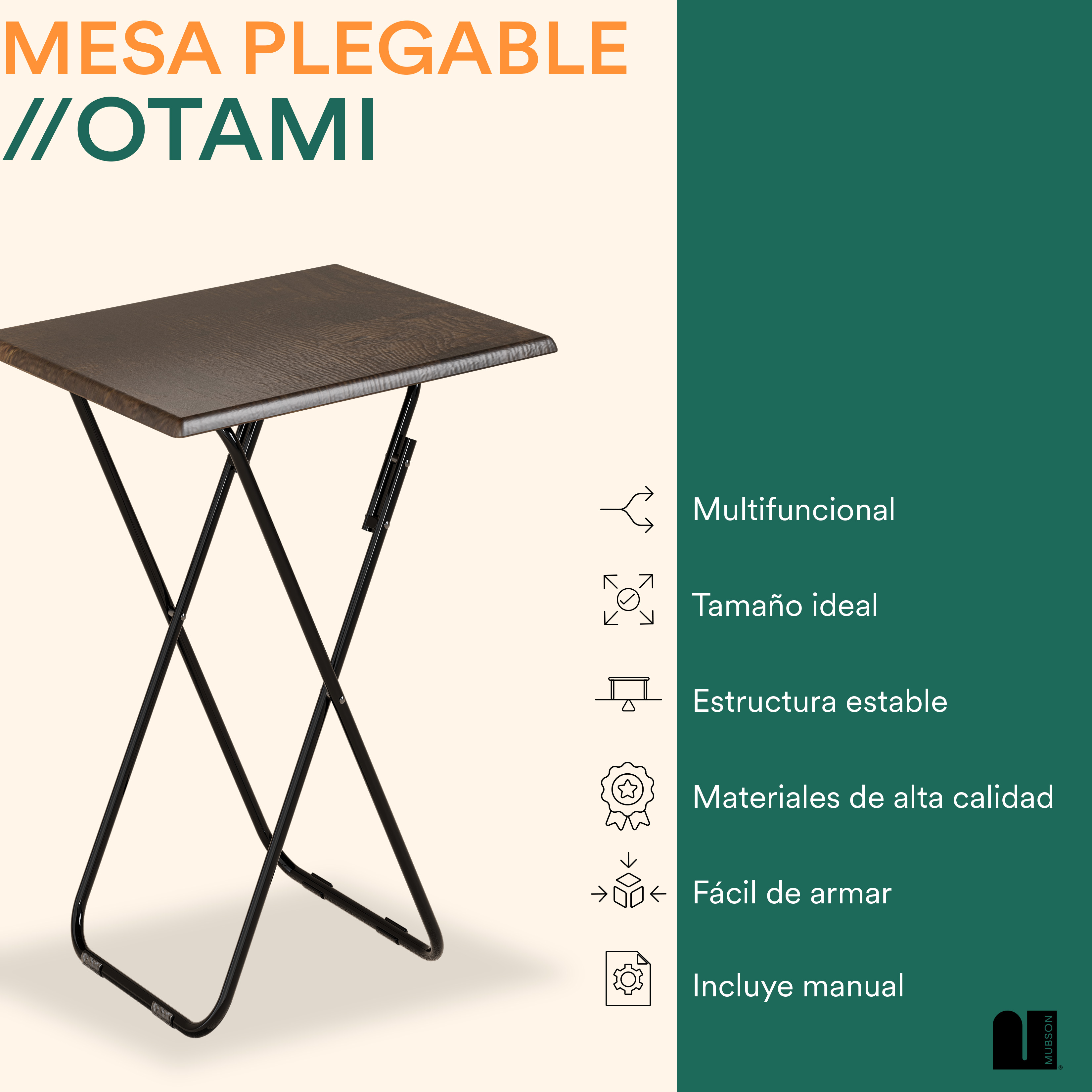 Foto 3 pulgar | Mesa Plegable Mubson Otami color Café