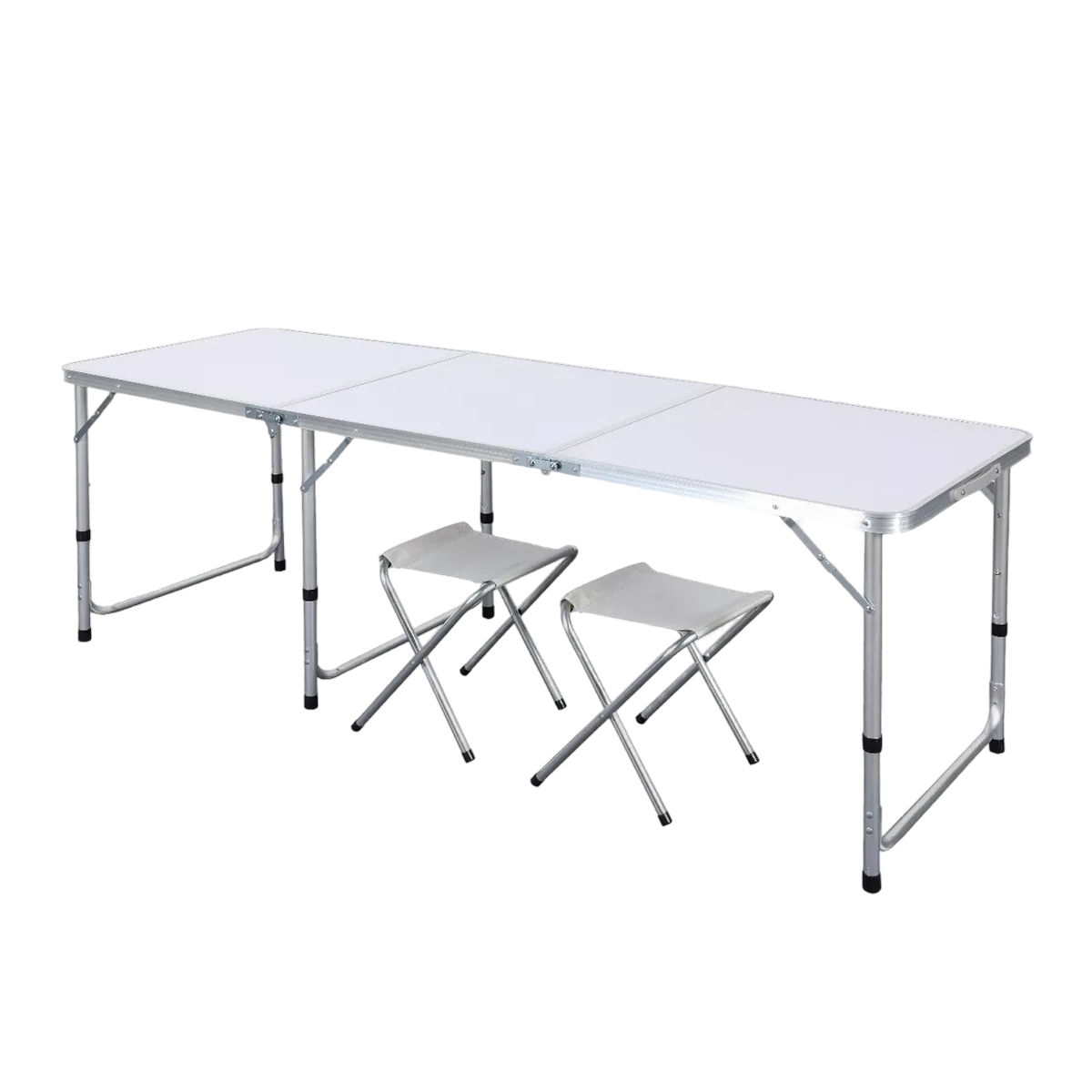 Mesa Plegable Portafolio BELUG color Blanco Portátil para Jardín 1.8 M + 2 Taburetes