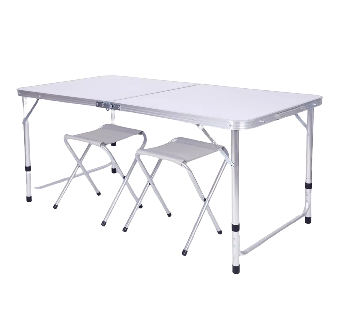 Mesa Plegable Portafolio BELUG color Blanco Portátil para Jardín 1.2 M + 2 Taburetes