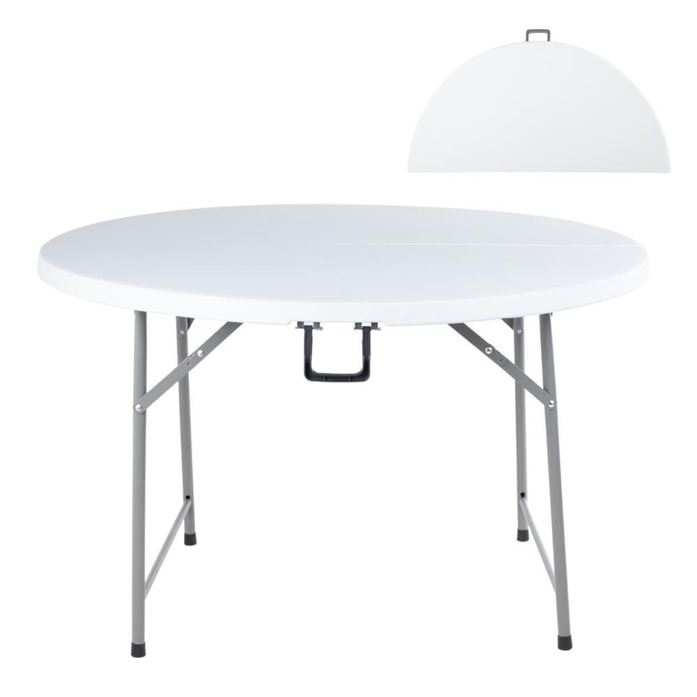 Mesa Redonda Comedor Plegable Portátil 122 cm Blanca