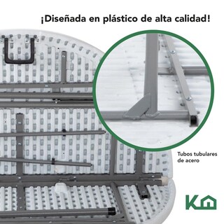 Foto 7 | Mesa Redonda Comedor Plegable Portátil 122 cm Blanca