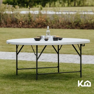 Foto 8 | Mesa Redonda Comedor Plegable Portátil 122 cm Blanca