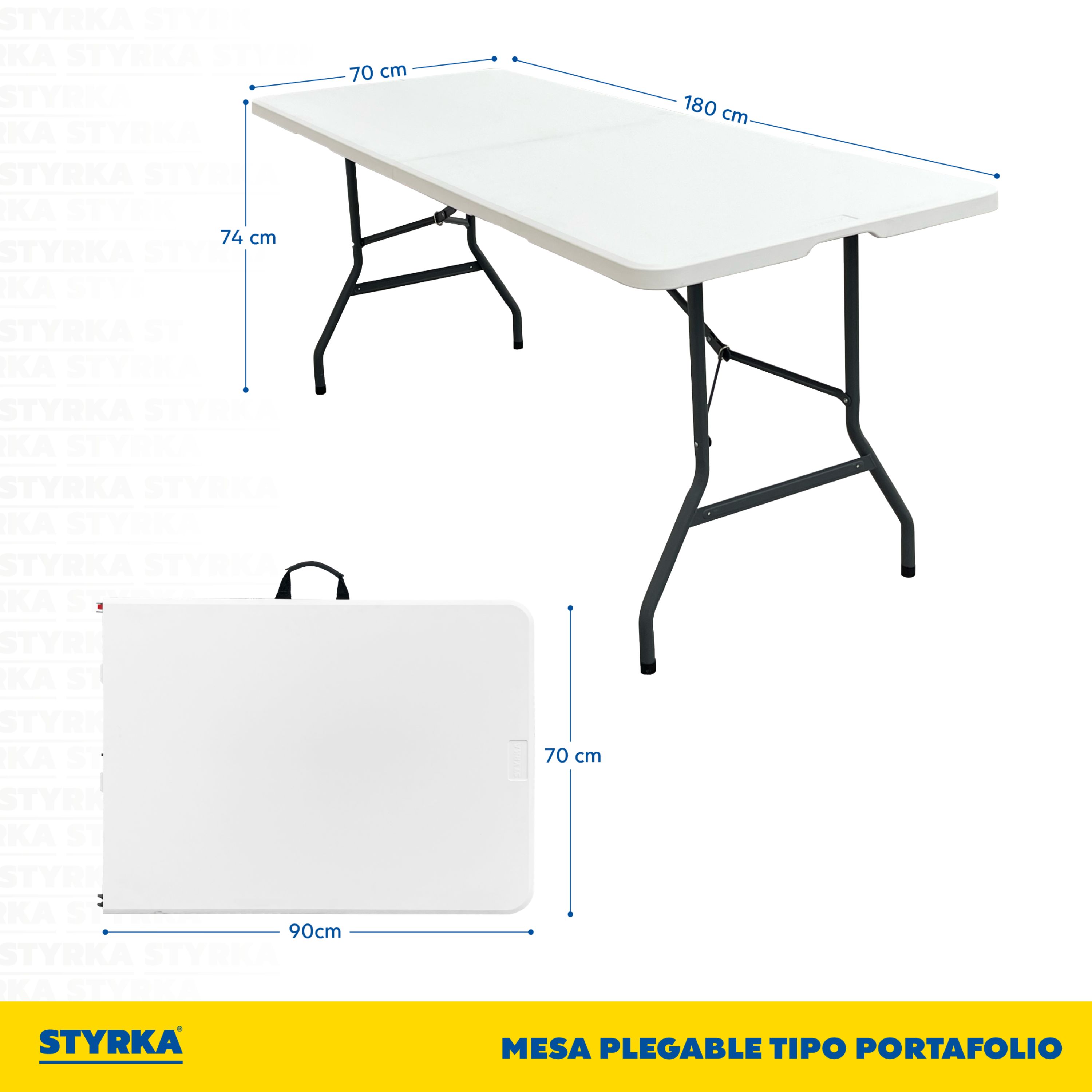 Foto 3 pulgar | Mesa Plegable Styrka Blanca de Plástico Tipo Portafolio 1.80m