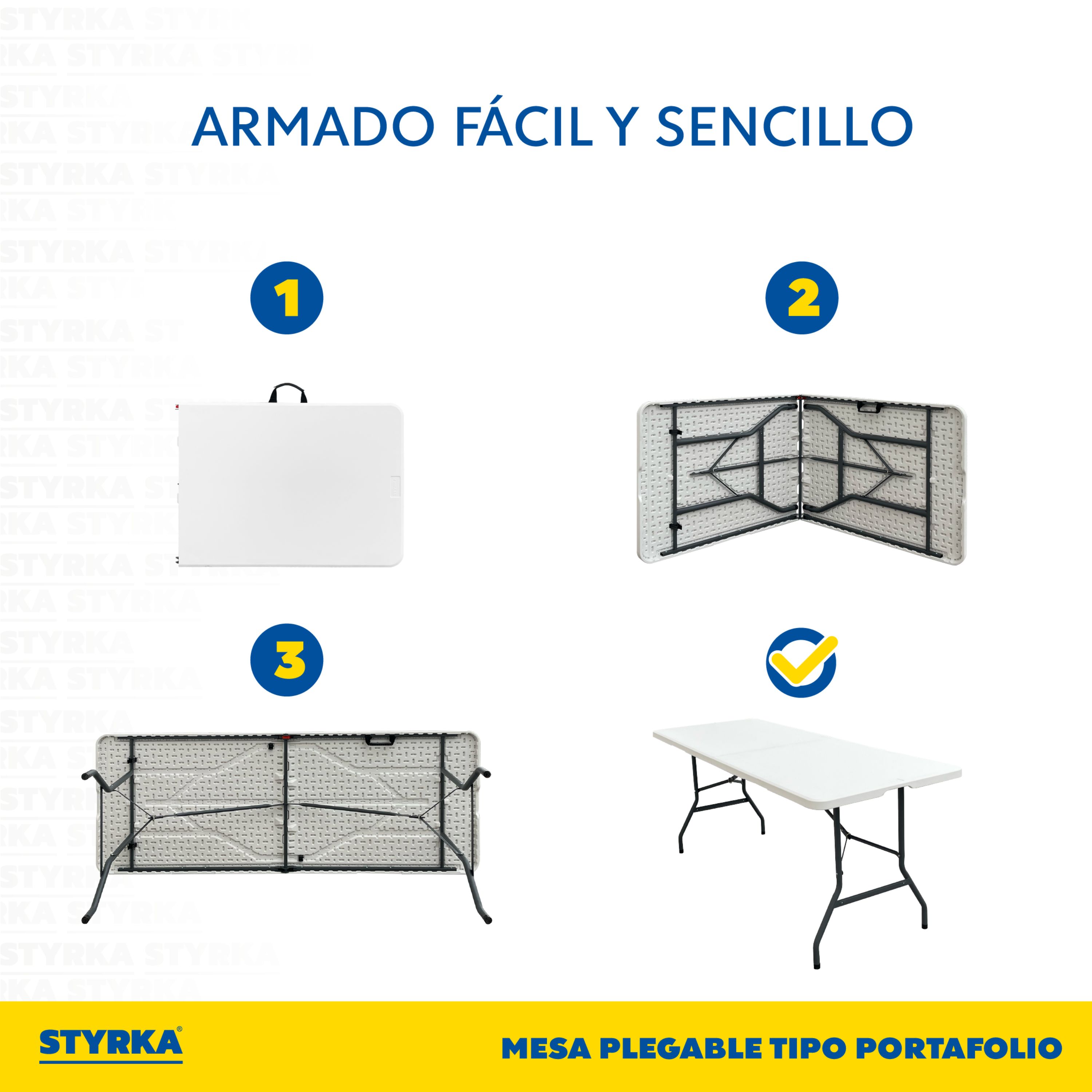 Foto 4 pulgar | Mesa Plegable Styrka Blanca de Plástico Tipo Portafolio 1.80m