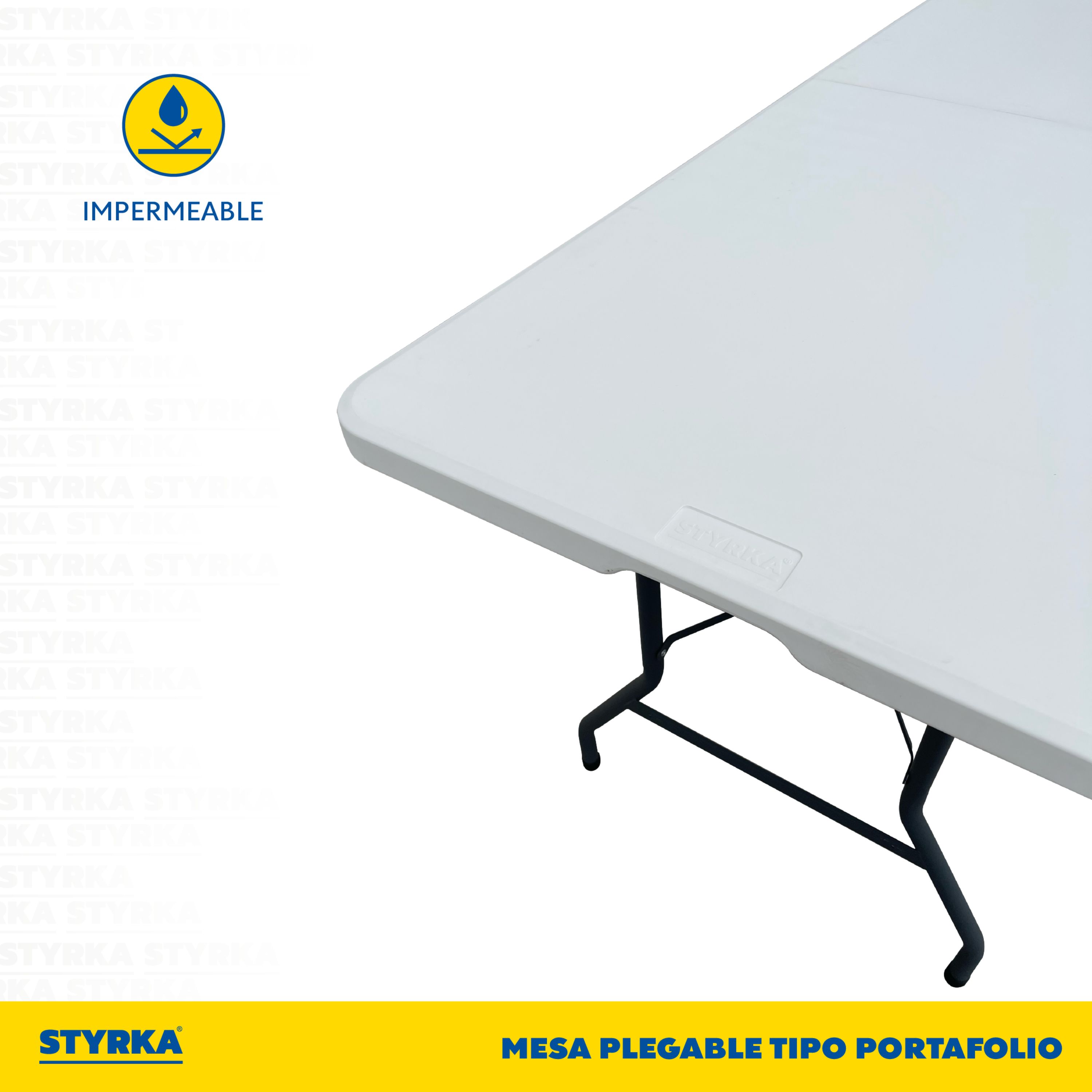 Foto 6 pulgar | Mesa Plegable Styrka Blanca de Plástico Tipo Portafolio 1.80m