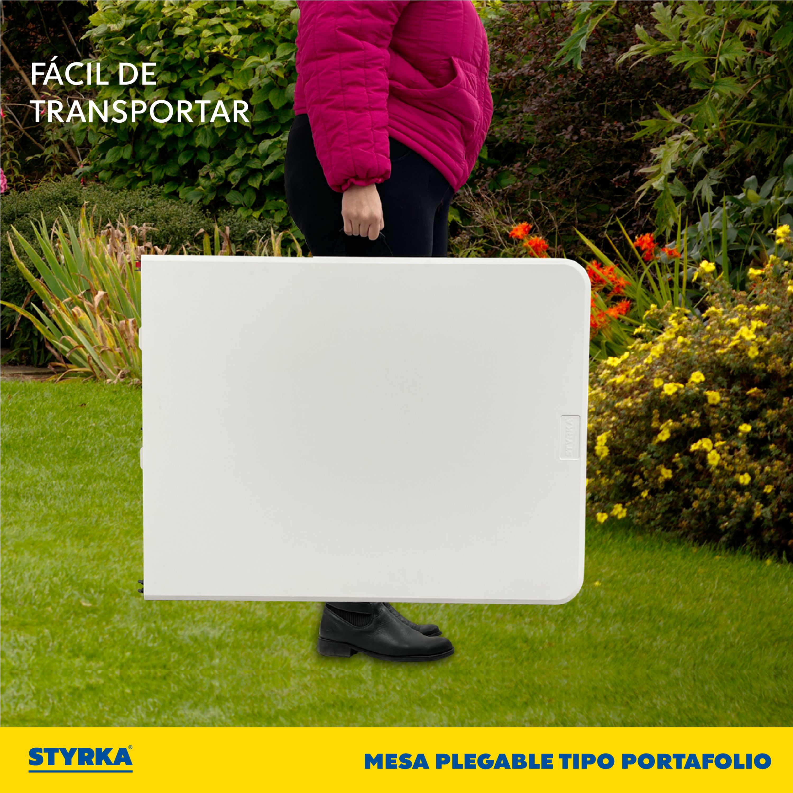 Foto 7 pulgar | Mesa Plegable Styrka Blanca de Plástico Tipo Portafolio 1.80m